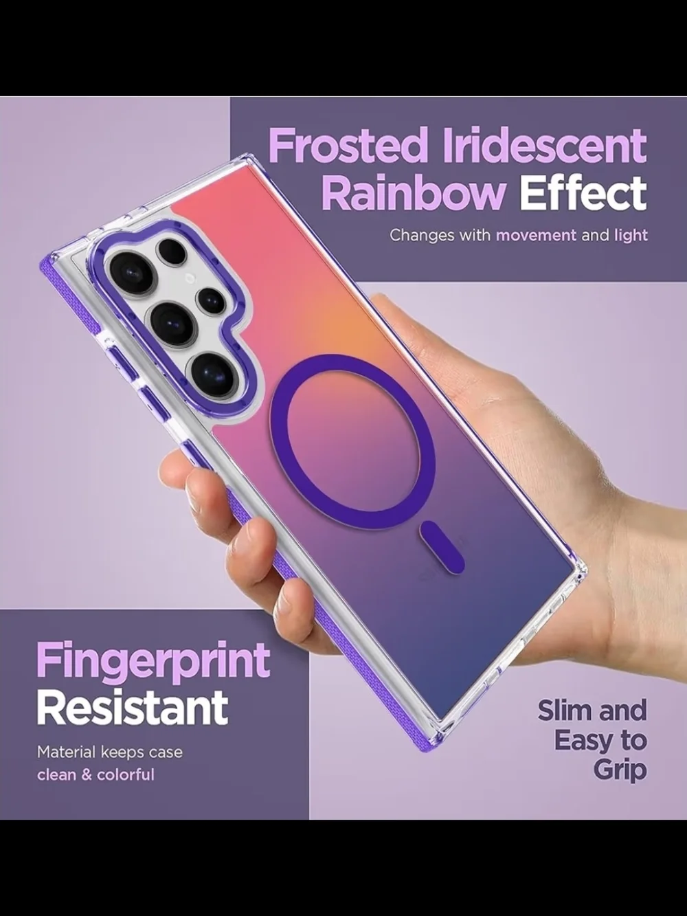 Purple Gradient MagSafe-Compatible Phone Case with Ring - Brand S21 Fe